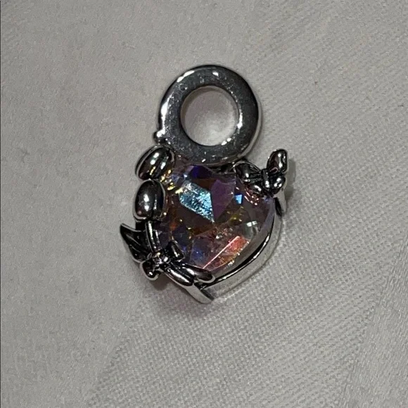 MULA Silver Heart Charm with Crystal Accents and Tulips and Butterflies - Picture 3 of 8